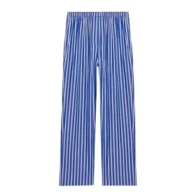 Pantalones de popelín de algodón a rayas de corte ancho «Blue» 583438TJM214800