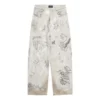 Pantalones holgados con diseño de graffiti «Gris» 745223TBP475411