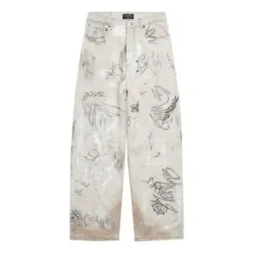 Pantalones holgados con diseño de graffiti «Gris» 745223TBP475411