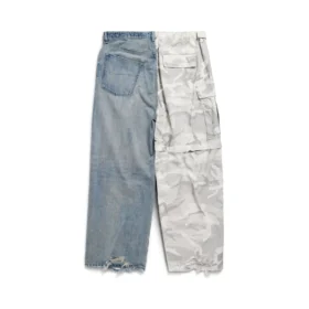 Pantalones holgados híbridos de camuflaje en escala de grises «Light Blue» 786645TQW556379