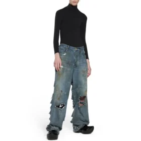 Pantalones holgados muy desgastados «Light Blue» 745248TNW014012