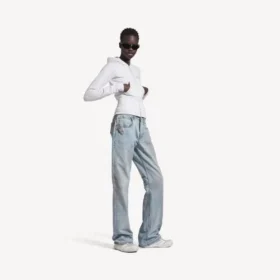 Pantalones rectos de ciudad para mujer en azul claro