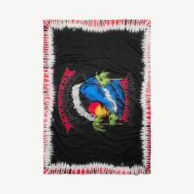Pareo de hombre con estampado tie-dye extremo en negro/rojo