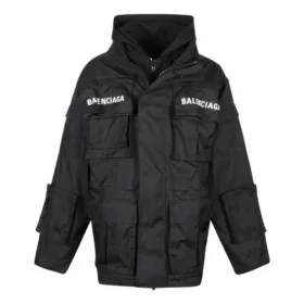 Parka oversize de tejido técnico con inserción de jersey «Negro» 746450TOO321000