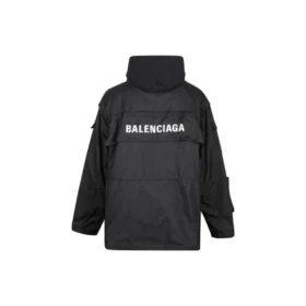 Parka oversize de tejido técnico con inserción de jersey «Negro» 746450TOO321000