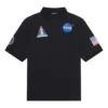 Polos de hombre Balenciaga x NASA Crossover FW21, de algodón con estampado espacial, color liso, negro, 662493TKVG11070