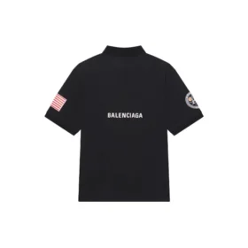 Polos de hombre Balenciaga x NASA Crossover FW21, de algodón con estampado espacial, color liso, negro, 662493TKVG11070 Polos de hombre Balenciaga x NASA Crossover FW21, de algodón con estampado espacial, color liso, negro, 662493TKVG11070