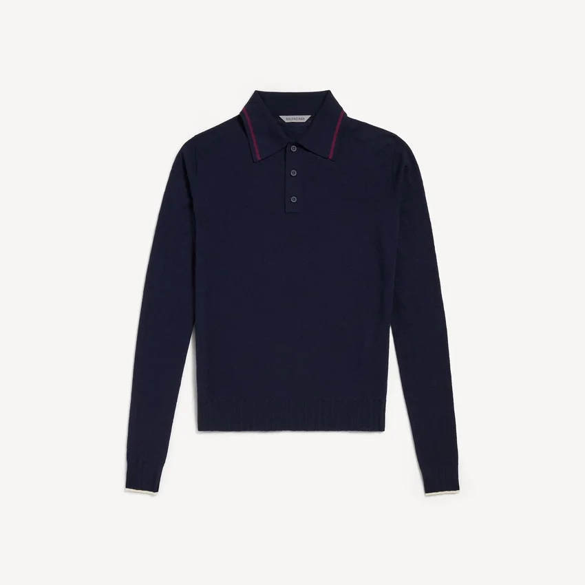 Polos de punto de manga larga para hombre en azul marino Polos de punto de manga larga para hombre en azul marino