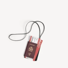 Portamóviles y pasaporte para hombre en color burdeos