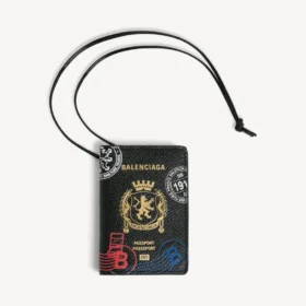 Portatarjetas y pasaporte para hombre con colgante en negro/multicolor