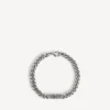 Pulsera fina tipo gourmette «BB Icon» para hombre en plata envejecida