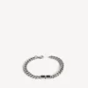Pulsera fina tipo gourmette «BB Icon» para hombre en plata envejecida
