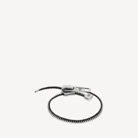 Pulseras DIY con cremallera en plata brillante/plata envejecida/negro