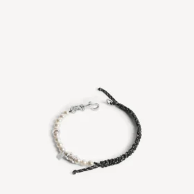 Pulseras/gargantillas Malibu Pearl en negro/blanco/plata brillante