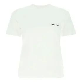 SS21 Camiseta de cuello redondo y manga corta con logotipo, blanca, 612964TJV879040