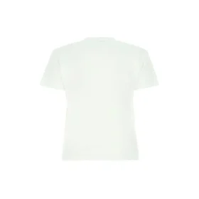 SS21 Camiseta de cuello redondo y manga corta con logotipo, blanca, 612964TJV879040