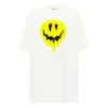 SS21 Camiseta holgada de manga corta con estampado de cara sonriente, blanca, 641655TKVA18639