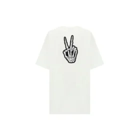 SS21 Camiseta holgada de manga corta con estampado de cara sonriente, blanca, 641655TKVA18639