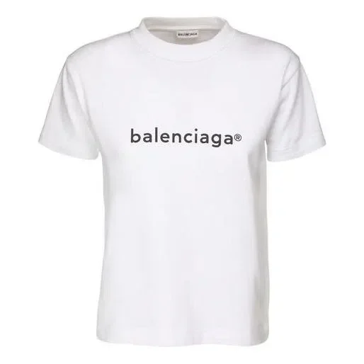 SS21 Camiseta informal de manga corta grande con estampado de logotipo alfabético, blanca, 612965TIV549040