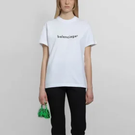 SS21 Camiseta informal de manga corta grande con estampado de logotipo alfabético, blanca, 612965TIV549040