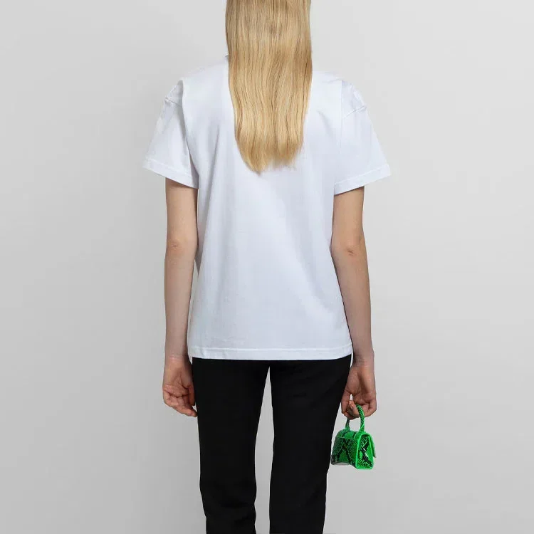 SS21 Camiseta informal de manga corta grande con estampado de logotipo alfabético, blanca, 612965TIV549040