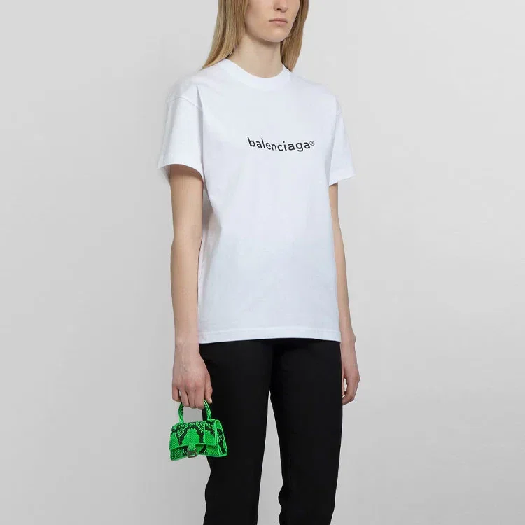 SS21 Camiseta informal de manga corta grande con estampado de logotipo alfabético, blanca, 612965TIV549040