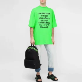 SS21 Estampado de palabras, manga corta, unisex, verde 641614TJVI34162