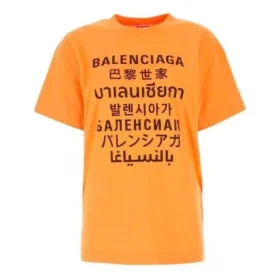 SS21 Letter Printing Cuello redondo Naranja 612965TJVI37513