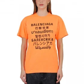 SS21 Letter Printing Cuello redondo Naranja 612965TJVI37513