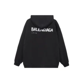 Sudadera con capucha Balenciaga con diseño dibujado a mano, corte medio «Negro» 600583TOVO61070
