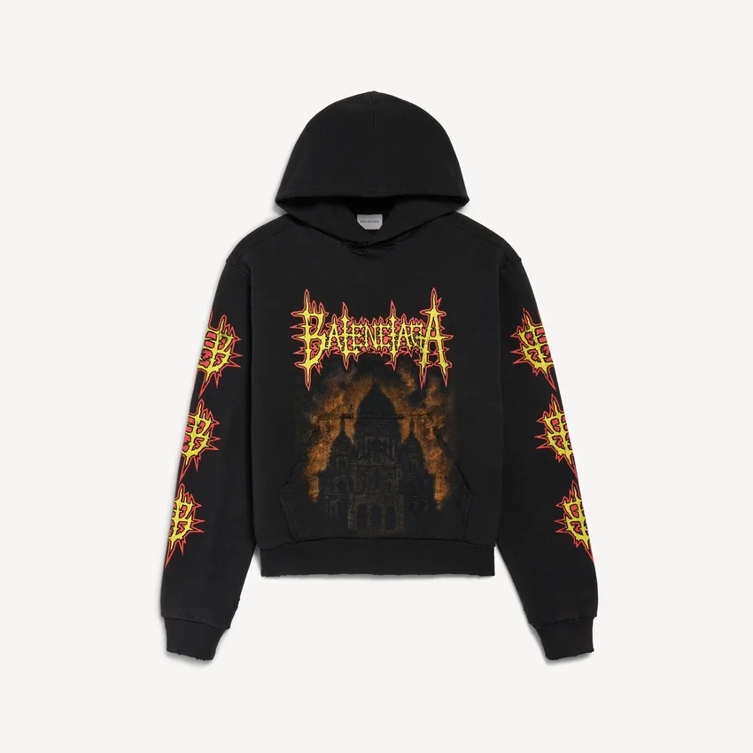 Sudadera con capucha Balenciaga Sacra Cœur de corte medio para mujer, en color negro Sudadera con capucha Balenciaga Sacra Cœur de corte medio para mujer, en color negro