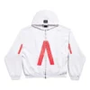 Sudadera con capucha, corte medio y cremallera de la serie Music Archive «Light Grey Red» 744457TQVA61561
