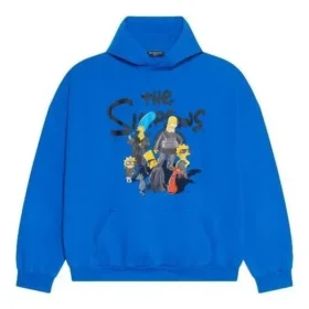 Sudadera con capucha de algodón Balenciaga x THE SIMPSONS, corte amplio «Azul» 674986TLVG84210