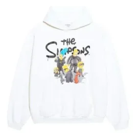 Sudadera con capucha de algodón Balenciaga x THE SIMPSONS, corte amplio «Blanco» 675003TLVG89016