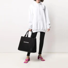Sudadera con capucha de algodón con logotipo de etiqueta pequeña de la colección SS21, color blanco, 578135TJV859040