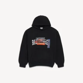 Sudadera con capucha de corte medio «Bumper Stickers» para hombre en negro