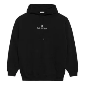 Sudadera con capucha de manga larga con estampado de letras, color negro 578135TJVE11034