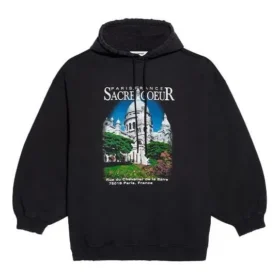 Sudadera con capucha holgada y estampado clásico, negra 641529TJVH91000