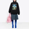Sudadera con capucha holgada y estampado clásico, negra 641529TJVH91000