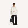 Sudadera con capucha oversize para hombre con estampado de tatuajes y cremallera, en color crema Sudadera con capucha oversize para hombre con estampado de tatuajes y cremallera, en color crema