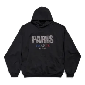 Sudadera con capucha Paris Strass, corte grande «Negro» 803265TRVL41000