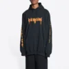 Sudadera con capucha SBalenciaga Metallica de corte oversize «Black Orange» 697879TMV891055