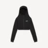 Sudadera con capucha «Techwear Cocoon» para mujer en negro Sudadera con capucha «Techwear Cocoon» para mujer en negro