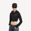 Sudadera con capucha «Techwear Cocoon» para mujer en negro Sudadera con capucha «Techwear Cocoon» para mujer en negro