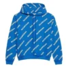 Sudadera con capucha y cordón, estampado completo del logotipo alfabético, azul 612959TIV715011