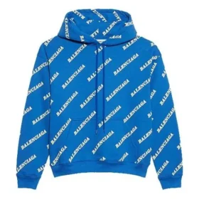 Sudadera con capucha y cordón, estampado completo del logotipo alfabético, azul 612959TIV715011