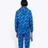 Sudadera con capucha y cordón, estampado completo del logotipo alfabético, azul 612959TIV715011