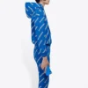 Sudadera con capucha y cordón, estampado completo del logotipo alfabético, azul 612959TIV715011