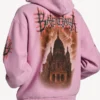 Sudadera con capucha y cremallera Balenciaga Sacra Cœur para mujer, corte medio, en rosa antiguo Sudadera con capucha y cremallera Balenciaga Sacra Cœur para mujer, corte medio, en rosa antiguo