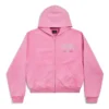 Sudadera con capucha y cremallera completa Paris Strass, corte ajustado «Faded Pink» 811611TRVL49568